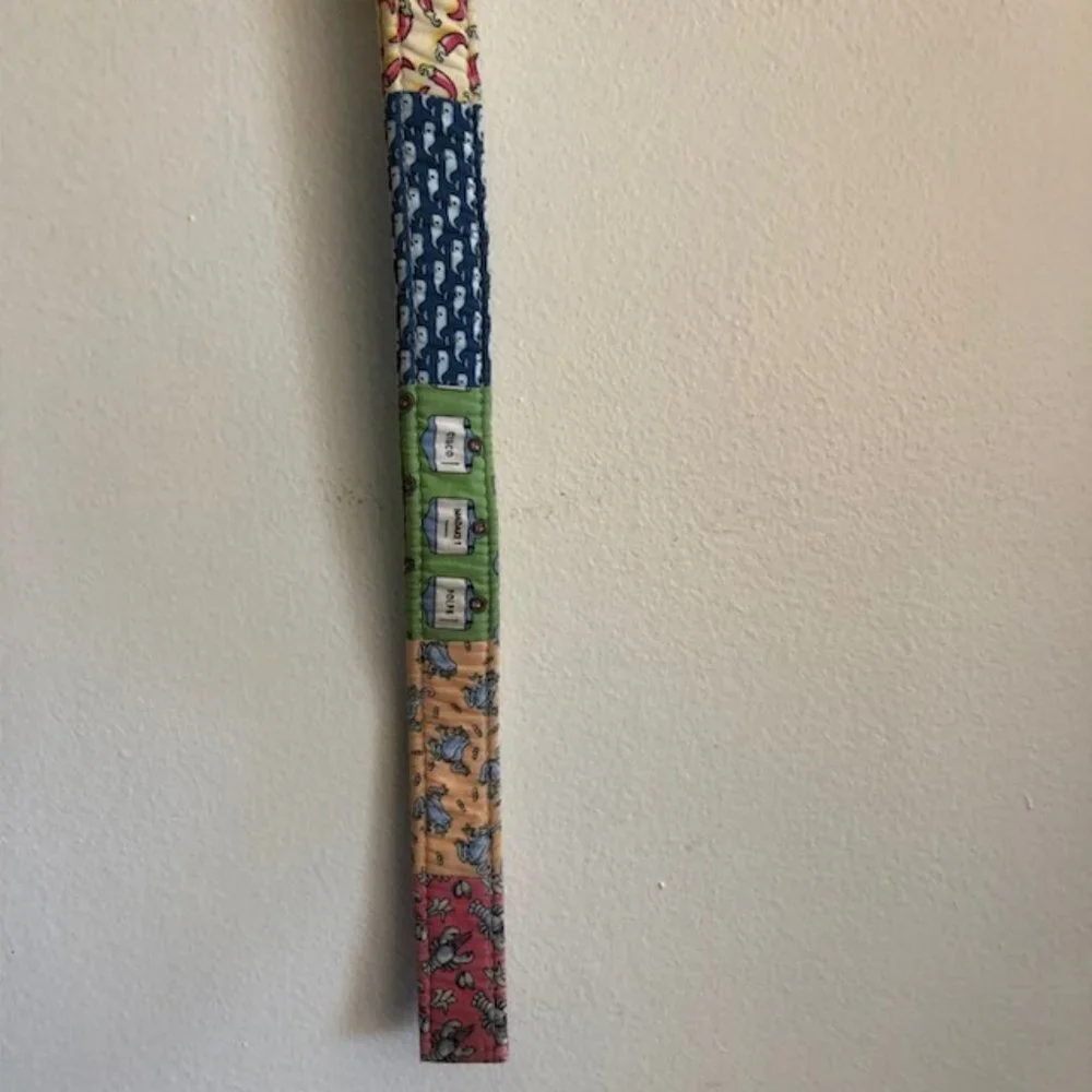 VINEYARD VINES Patchwork Kids D Ring Belt Large Blue Yellow Pink